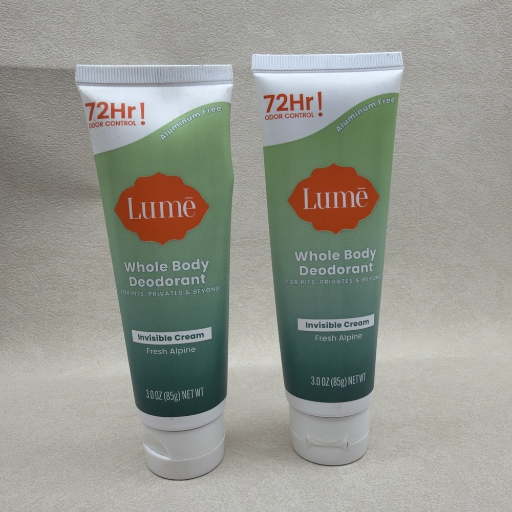 2 x Lume Whole Body Deodorant Invisible Cream Fresh Alpine NEW Set Of Two Sealed